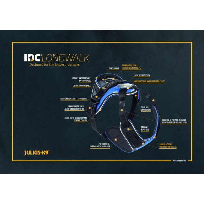 Шлея для собак IDC Longwalk, рожево-сіра, розмір M