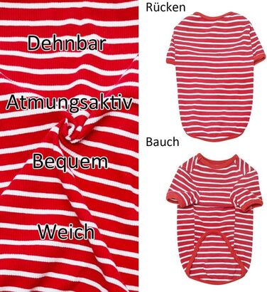 Пуловер для собак - тонкий пуловер для середніх собак, стильні собачі пуловери в смужку, еластичний пуловер для собак, французький бульдог (червоний XXXL), червоно-білий, розмір XXXL