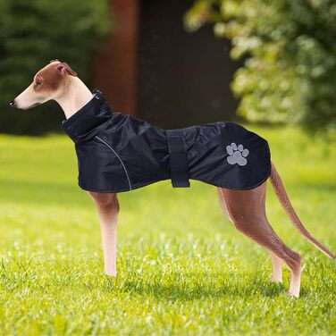 Дощовик для породистих собак Віндхаунд, теплий, чорний, XL/XXL (довжина спини 66-74 см)