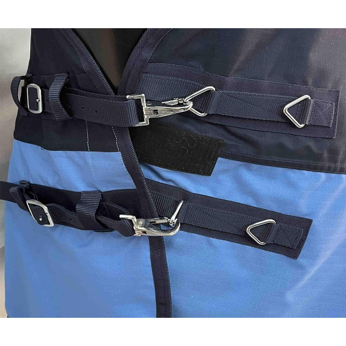 Зимова кінська попона eQuitack, 600D, 50 г, водонепроникна, високий комір, багатобарвна, 165 см, синя
