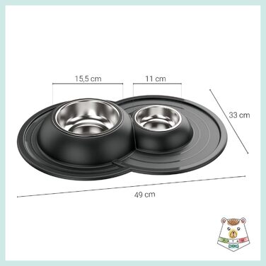 Миска для кота Patam з нержавіючої сталі з антиковзною підкладкою, італійського виробництва, Jerry Grün (Tom Grau)