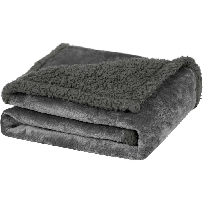 Водонепроникний килимок для собак, миючий, 120 x 100 см, двосторонній, для собак та котів середніх та великих порід, захист дивану та ліжка, м'який фліс Sherpa та фланель, сірий L (120 x 100 см)