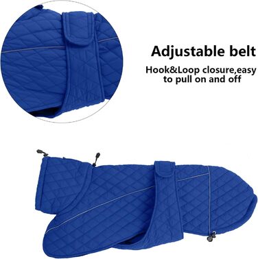 Зимовий теплий куртка Babypet для собак середніх та великих порід, водонепроникний, з блискавкою та отвором, відбиваючий, регульований, для холодних умов, Marineblau (gesteppt)