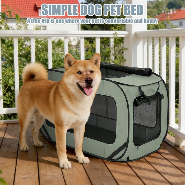 Складана переносна переносна коробка для собак та котів, 94 x 53 x 53 см, зелена