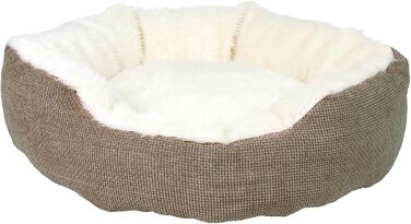 Тріксі лежанка для собак Юма, діаметр 45 см, коричнево-біла - м'яке ліжко з довгого ворсу - корзина для маленьких собак з інтегрованим подушечкою, 37041