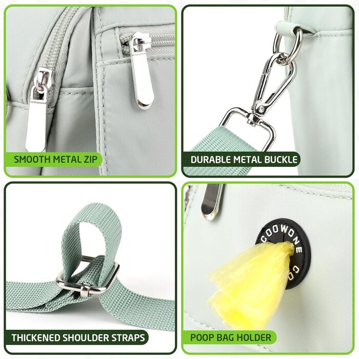 Сумка для собак COOWONE Leckerli-Tasche: водонепроникна, з тримачем для відходів, декілька кишень, для дресирування, прогулянок (світло-зелена)