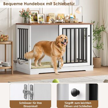 Клітка для собак FirFurd 120см: металева та дерев'яна, XXL, для дому, 120 x 90 x 60 см, коричнево-біла