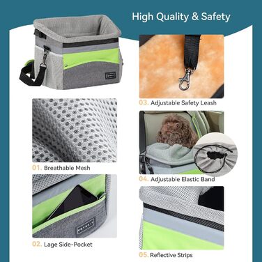 Транспортна сумка для собак та котів Petsfit: рюкзак, переноска, складана, сіра+зелена