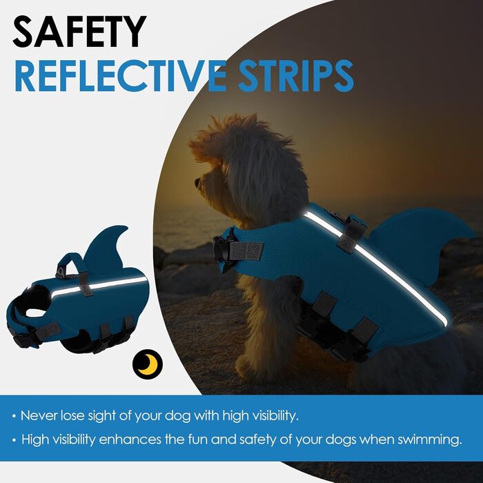 Спасальний жилет для собак Sunfura з ручкою, блакитний, для французького бульдога та інших порід середнього розміру