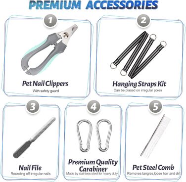 Гамак для собак ATESON для догляду за кігтями (XL, 36.3 кг) - гамак-слінг для стрижки кігтів, пилка для кігтів, гребінець для тварин