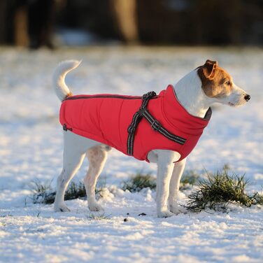 Зимові куртки для собак: водонепроникні, світловідбиваючі, з повним обхватом грудей. Підходять для малих та середніх собак. Червоний колір, розмір M.