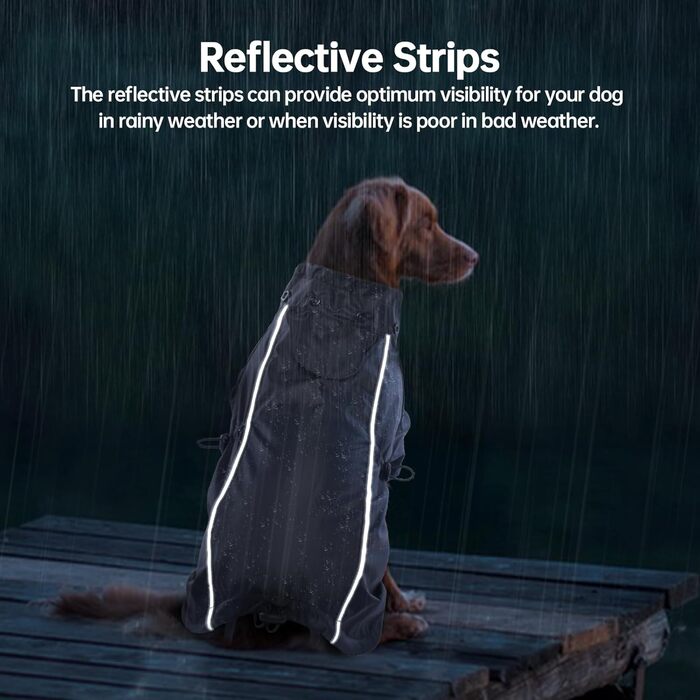 Водонепроникний дощовик для собак, чорний, розмір S. Дощовик для маленьких собак з капюшоном, на кнопках.
