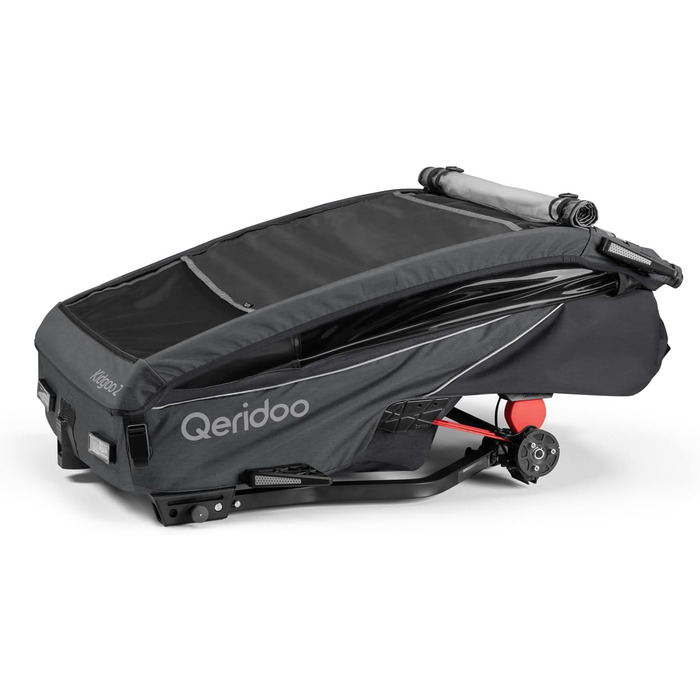 Qeridoo Kidgoo 2 Steel Grey: Причіп для велосипеда 2 дітей з амортизацією та системою ARS | Дитяча коляска-причіп | Складаний дитячий причіп-візок | Qeridoo