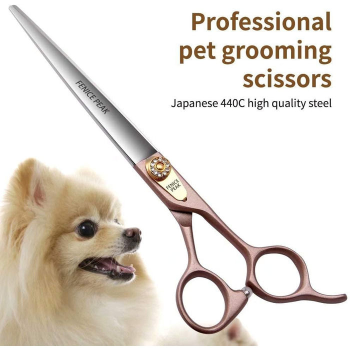 Професійна ножиця для вичісування собак та котів Fenice Peak, 1,2 см, з нержавіючої сталі 440C, 50/56 зубців, 7.5 дюймів