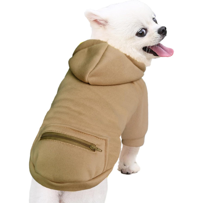 Теплий зимовий одяг для собак: Худі для цуценят та маленьких собак Jecikelon (Хакі, XX-Small)