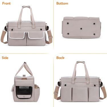 Транспортна переноска для котів та собак ALLSOPETS, складана, портативна, з м'якими кишенями, дихаюча, ідеальна для подорожей, кемпінгу, хаджінгу, (Хакі)