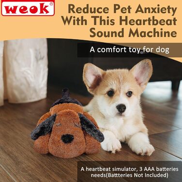 Іграшка-сердечко для собак WEOK - комфортне м'яке ліжко для зняття тривоги, заспокійлива допомога, допомога зі сном, для середніх собак (колір коричневий)