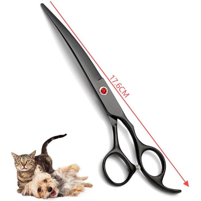Набір професійних ножиць для грумінгу собак та котів 7.0 дюймів (5-в-1), нержавіюча сталь 440C, з витончувальним ножем, вигнутими та прямими ножицями, гребінцем для шерсті