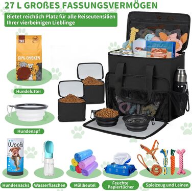 Сумка для ласощів для собак на 25 літрів з плечовим ременем, чорна. Ідеально підходить для походів та прогулянок з собакою