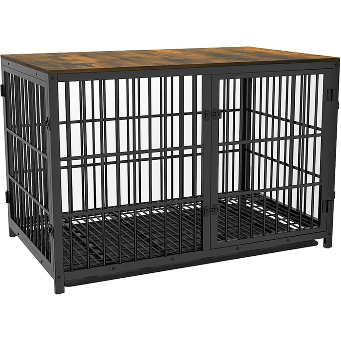 Клітка для собак BingoPaw XXL: Сучасний шафка-будка для великих собак 120см з приставним столиком та висувним лотком, 120×77×81.5см, Чорний