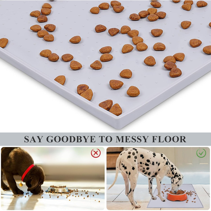 Підкладка під миску для собак та котів VIVAGLORY Grippymat, силіконова, 60x40 см, сіра