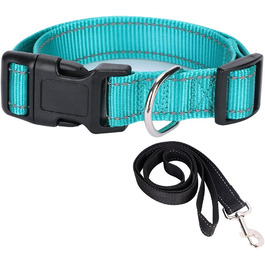 Нашийник для собак з нейлону з персоналізованою вишивкою, світловідбиваючий набір, блакитний колір, з гравіюванням на замовлення, для великих, середніх та маленьких собак