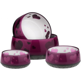 Миска для собак EHASO з сердечками - годівниця та миска для води для собак великих та малих порід (1800 мл, баклажан)