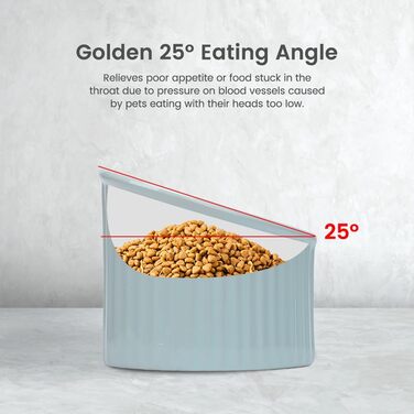 Підвищені миски для котів у формі серця, кераміка, підняті миски для котів, проти блювоти, без стресу, станція для води та корму, придатні для мікрохвильової печі, аксесуари для домашніх тварин для маленьких котів та собак (блакитні)