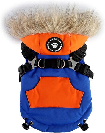 Водонепроникна зимова куртка для собак з флісовою підкладкою та світловідбиваючим дизайном для прогулянок та активного відпочинку. Колір: блакитний L