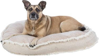 Ліжко для собак та котів TRIXIE Kuscheliges Boho, овальне, 100x85 см, бежеве - знімний, пральний чохол