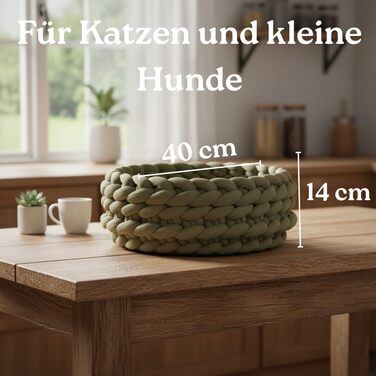 Клітка-гніздишко для котів, 40 см, зелена | Зручне ліжко-кошик для котів з бавовни, для маленьких та середніх котів | Легке, м'яке, миється