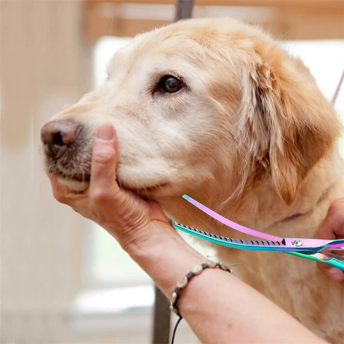 Ножиці для грумінгу собак та котів 7.2 дюйми, вигнуті, професійні, з нержавіючої сталі 440C, ручна робота