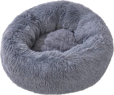 Кругле плюшеве ліжко Sleepdown для собак та котів, заспокійливе, суперм'яке, Donut-ліжко, антиковзаюча підставка, можна прати в машині, розмір M, 60 x 60 x 20 см, антрацит