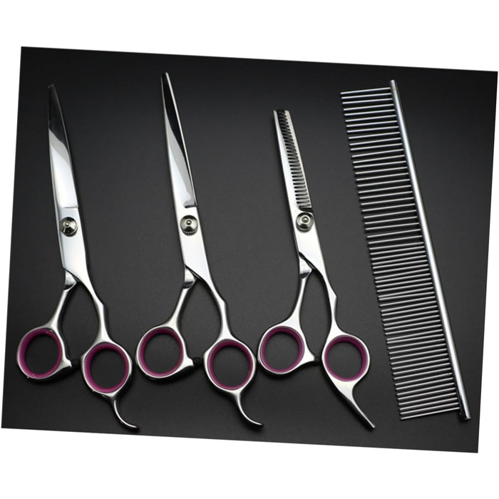 Набір для стрижки домашніх тварин Sosoport (4 шт.): стригуча, філірувальна ножиці, гребінець, тканина. Для собак та котів.