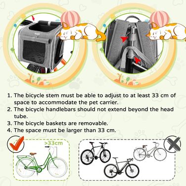 Фаркоп для велосипеда з переноскою для собак, передній велосипедний кошик з 4 дверцятами, сітчастими вікнами, розширюваний, складаний, для котів та собак середніх та малих порід