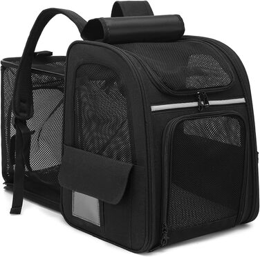 Рюкзак для кота та собаки Dogat: зручний, дихаючий, розкладний, з сіткою, чорний