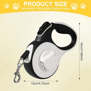 Висувна поводок Colexy для собак та котів з LED-підсвічуванням, 3м, до 15кг