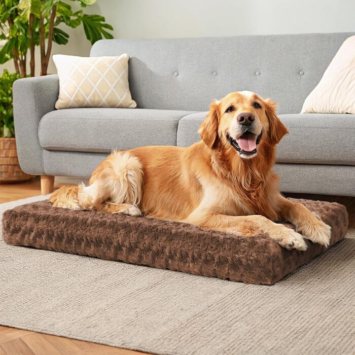 Килимок для собак Homaxy великих порід, ортопедичний, м'який, миючий, з антиковзним покриттям, 74x54x7 см, коричневий