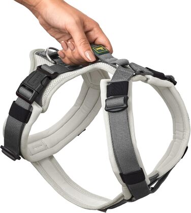 Нашийник для собак HUNTER Hundegeschirr Maldon UP, світло-сірий/сірий, м'який, комфортний, з 3M Scotchlite, 4-ступенева регулювання, з м'яким ручним захопленням (від S-M), розмір XS світло-сірий/сірий