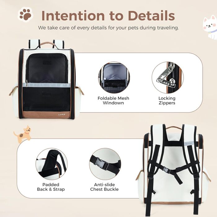 Рюкзак для собак та котів Lekespring (2-8 кг), сірий, з сіткою для прогулянок та подорожей