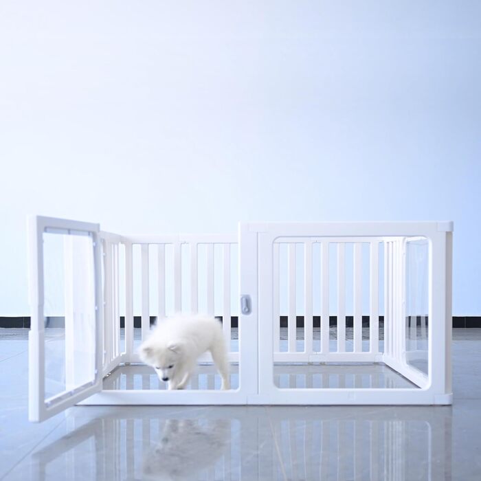 Laufstall для собак та цуценят WOOQOTT: безпечний загін з прозорими панелями, 61 см