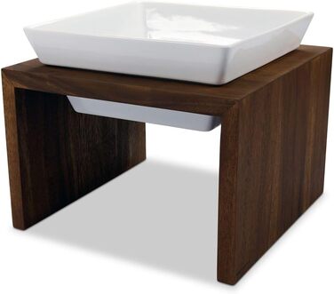 Вольтерс Корм для котів та собак | Годівниця Meshidai з дерева горіха | 2.1 літра для собак