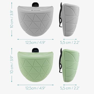 Набір силіконових мішечків для корму Navaris для собак (2 шт.) - мішечки для ласощів з кліпсою та магнітом - сумка для корму, сухого та вологого корму (сірий & темно-синій, зелений/сірий)