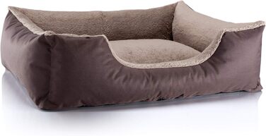 Ліжко для собак BedDog Teddy, зручне диван-ліжко з Cordura та мікрофібри, знімний бортик, м'яке лежання, для дому та вулиці, розмір L, коричнево-бежевий мікс, 80 x 65 x 18 см