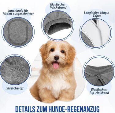 Комбінезон для собак після операції Eyein, сірий, XL (55-63 см). Дихаючий, зручний, з регульованою застібкою, захисний костюм для собак, альтернатива електронного нашийника.