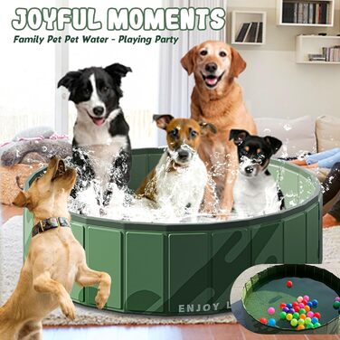 Складний басейн для собак, 80 см, 20 см, темно-зелений. Портативний басейн для собак та котів для дачі та саду. Міцний, надувний, для активного відпочинку.