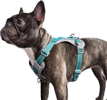 Шлейка для собак Huntboo Anti-Zug, для малих, середніх та великих собак, не тягне, світловідбиваюча, з 2 карабінами, регульована, для тренувань та бігу (M, синій)