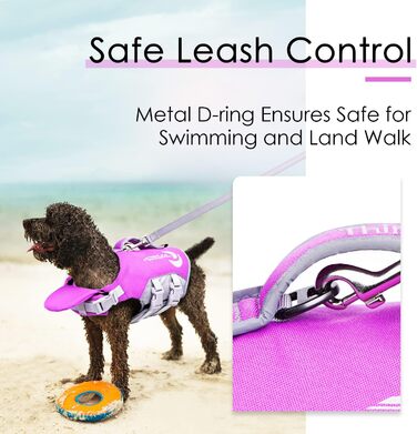 ThinkPet рятувальний жилет для собак, регульований, світловідбиваючий, з підйомною силою (фіолетовий, M)