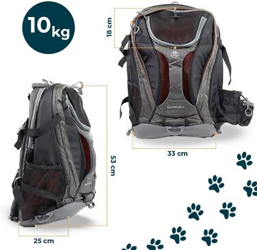 Транспортувальний рюкзак для собак PETSWORLD до 5 кг, сумка-переноска з мискою для води, диспенсером для пакетів та відділенням для ноутбука, підходить як ручна поклажа в літак