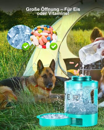 Турбопляшка для собак Lesotc 2200 мл: велика, портативна, для подорожей та кемпінгу (м'ятний)